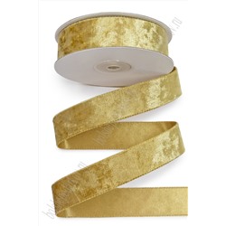 Лента двусторонняя велюр/атлас 2,5 см*10 ярд (SF-7601) золото