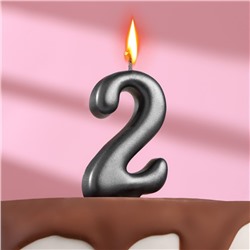 Свеча в торт "Овал" ,цифра 2 ,мокрый асфальт, 6,3 см