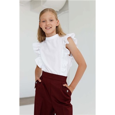 Бордовые брюки для девочки, модель 0425