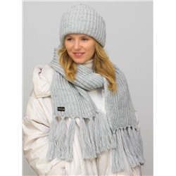 Комплект зимний женский шапка+шарф Анна (Цвет светло-серый), размер 56-58, шерсть 30%