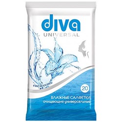 Салфетки влажные очищающие универсальные Diva Universal, 20 шт