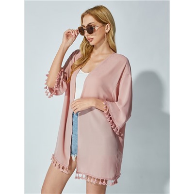 SHEIN Кимоно со спущенным рукавом и бахромой