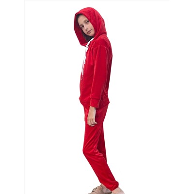 Красный велюровый костюм для девочки 85077-ДС22
