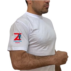 Белая футболка Z с принтом на рукаве, (тр. 7)