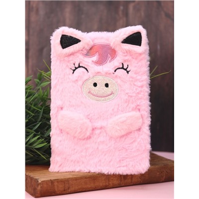 Блокнот плюшевый "Funny unicorn", pink, 21,5х14,5 см, плотность 80 гр.
