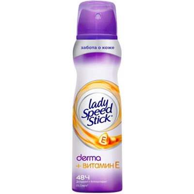 Дезодорант-антиперспирант спрей женский Lady Speed Stick (Леди Спид Стик) Derma+Витамин Е, 150 мл