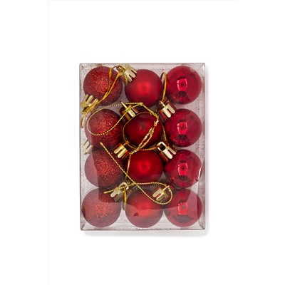 Набор новогодних шаров 3 см (12 шт) SF-7334, красный №1
