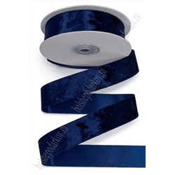 Лента двусторонняя велюр/атлас 2,5 см*10 ярд (SF-7601) темно-синий