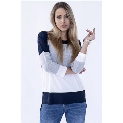 HAJDAN BL1001  синий/серый/белый блузка