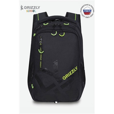 Рюкзак МАЛ GRIZZLY 338-2/1-RU черный-салатовый