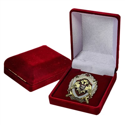 Знак "Участник боевых действий", - ведомственная награда Росгвардии в бархатистом футляре №1761
