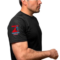 Чёрная футболка с термопринтом Z на рукаве, – "Поддержим наших!" (тр. №9)