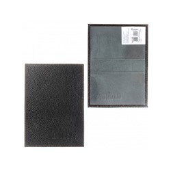 Обложка для паспорта Premier-О-8 натуральная кожа черный флоттер джинс (21-10)  107660