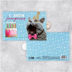 Интерактивная поздравительная открытка «С Днём рождения», кот, 16 х 11 см
