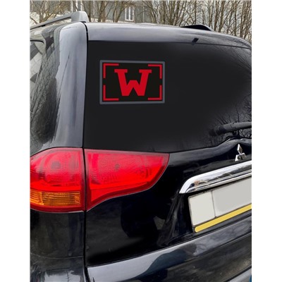 Наклейка на машину "W", - символ ЧВК "Вагнер" (15x10 см) №684