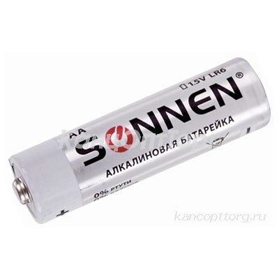 Батарейки, SONNEN Alkaline, АА (LR6, 15А), алкалиновые, пальчиковые, блистер, 451085