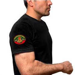 Стильная черная футболка с термотрансфером Мотострелковые Войска