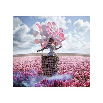 Девушка в корзине с воздушными шарами