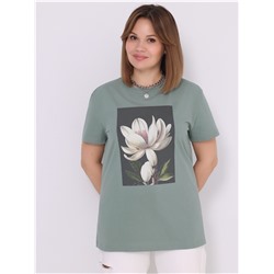 футболка 1ЖДФК3298001; серо-зеленый113 / Восточный цветок