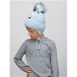 Шапка зимняя для мальчика Мишутка (Цвет голубой), размер 48-50, шерсть 30%