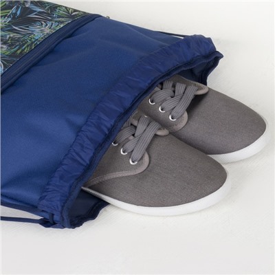 Мешок для обуви, отдел на шнурке, наружный карман, цвет синий