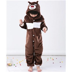 Пижама Кигуруми Медведь коричневый детская . Размер 140 .