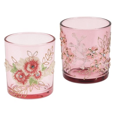 Подсвечник под чайную свечу КРУЖЕВНОЕ ЛЕТО, стекло, светло-розовый, 7х8 см, Koopman International