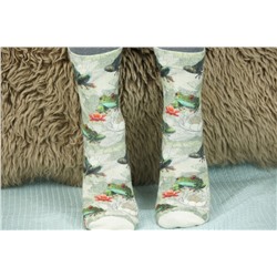 Slim Тонкие шерстяные носки Лягушка на кувшинке арт. 135