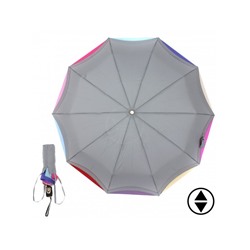 Зонт женский ТриСлона-L 3110 B/S,  R=58см,  суперавт;  10спиц,  3слож,  эпонж,  серый/радуга 205716