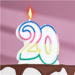 Свеча для торта «‎Юбилейный ГИГАНТ», цифра "20", ободок цветной, 7,5 см