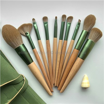 Набор кистей для макияжа Luxury Brush Set Green Suede 10 штук