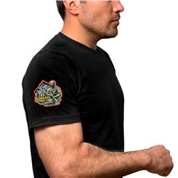 Чёрная футболка "Zа Донбасс" с термотрансфером на рукаве, (тр. №79)