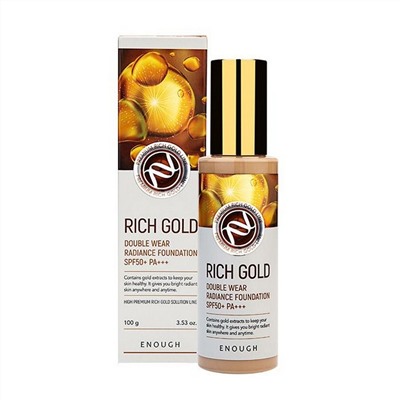 Enough Тональная основа с эффектом сияния №13 / Rich Gold Double Wear Radiance Foundation SPF 50, 100 мл