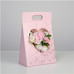 Переноска для цветов «Love», розовая, 24 × 12,5 × 37 см