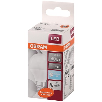 Лампа светодиодная OSRAM LEDSCLP40 5,5W/840 230VFR E14 FS1