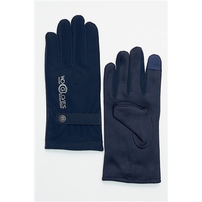 Классические перчатки зимние мужские темно-синего цвета #780817
