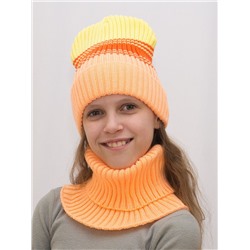Комплект весна-осень для девочки шапка+снуд Комфорт (Цвет абрикосовый), размер 52-56