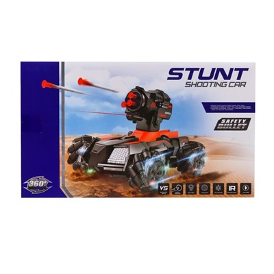 Танк радиоуправляемый Stunt, 4WD полный привод, стреляет ракетами, цвет чёрно-оранжевый