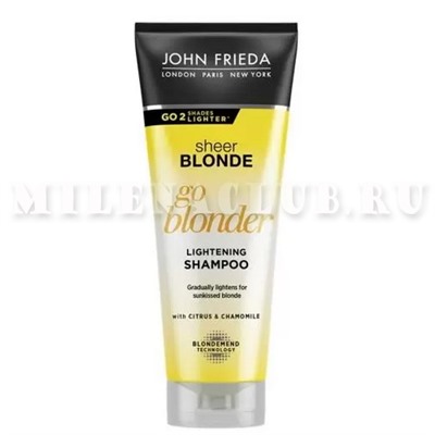 John Frieda Sheer Blonde Шампунь осветляющий для натуральных, мелированных и окрашенных волос Go Blonder 250 мл