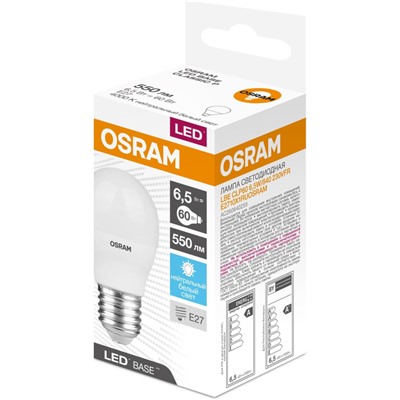 Лампа светодиодная OSRAM LBE CLP60 6,5W/840 230VFR E27 FS1