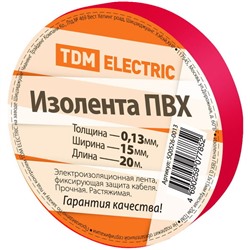 Изолента ПВХ TDM 15 мм x 20 м, красная