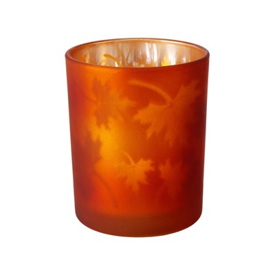 Подсвечник под чайную свечу КЛЕНОВЫЙ ВАЛЬС, стекло, оранжевый, 8 см, Boltze