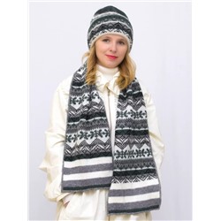 Комплект зимний женский шапка+шарф Авелин (Цвет салатовый), размер 56-58, шерсть 50%, мохер 30%