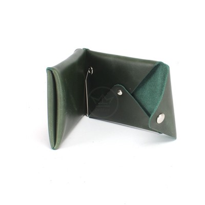 Зажим для купюр Croco-зк-306 (карм на мелочи,  2 кнопки)  натуральная кожа зеленый тем пулл-ап (205)  246900