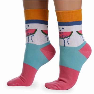 Носки хлопковые с оригинальным принтом " Super socks LTB-205 " бирюзовые р:37-43