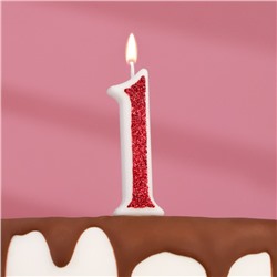 Свеча в торт на шпажке "Рубиновая коллекция", цифра 1, 5,2 см, рубиновая