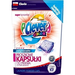 Капсулы CLEVER Color для стирки Clovin универсальные порошковые 30 шт X18 гр (540 г)