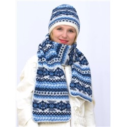 Комплект зимний женский шапка+шарф Адилин (Цвет синий), размер 54-56, шерсть 50%, мохер 30%
