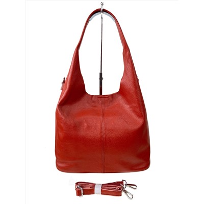 Женская сумка шоппер из натуральной кожи, цвет коралловый