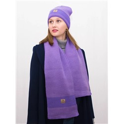 Комплект женский весна-осень шапка+шарф Ариана (Цвет фиолетовый), размер 56-58, шерсть 30%